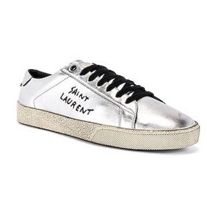 Authentic Saint Laurent Silver Metallic Sneaker